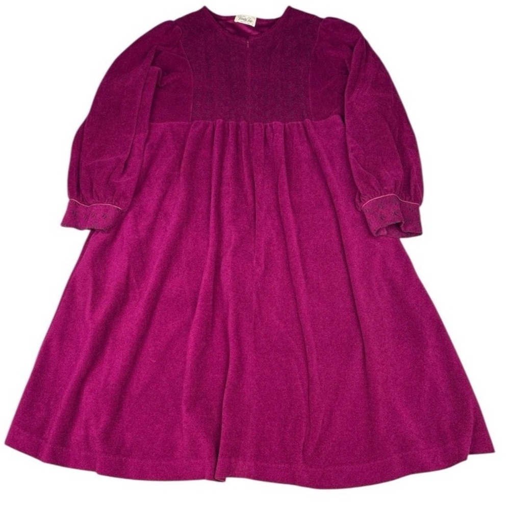 Vintage Vanity Fair Women Large Housecoat Robe Nightgown Purple Wine Embroidered